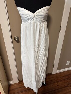 Hollister White Strapless Maxi Dress with Twist Detail